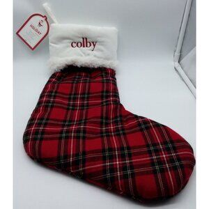 Pottery Barn Kids Colby Tartan Plaid Christmas Stocking Holiday Quilted 20 inch